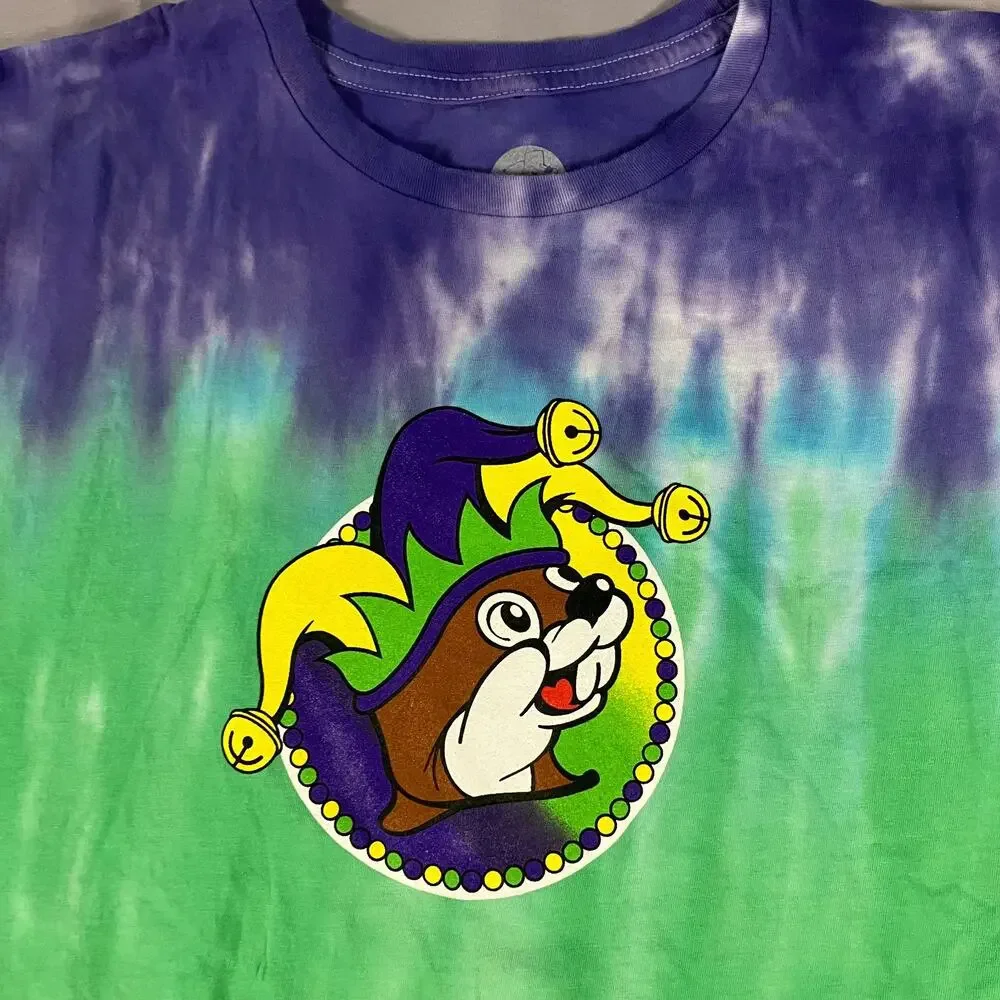 Buc-ee’s T-Shirt‎ Mens 3XL Tie-Dye Mardi Gras Peace Love Beaver Graphic Tee